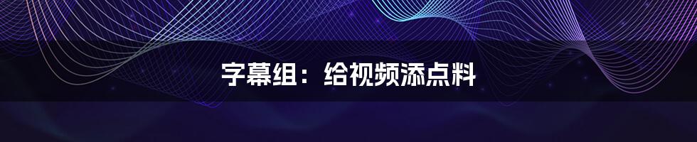 字幕组：给视频添点料