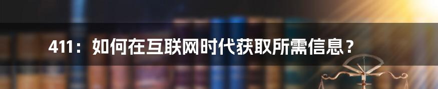 411：如何在互联网时代获取所需信息？