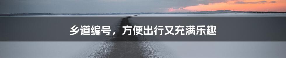 乡道编号，方便出行又充满乐趣