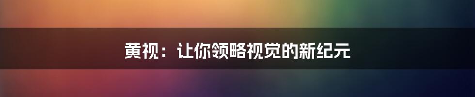 黄视：让你领略视觉的新纪元