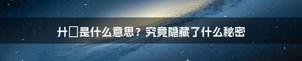 廾匸是什么意思？究竟隐藏了什么秘密