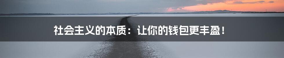 社会主义的本质：让你的钱包更丰盈！