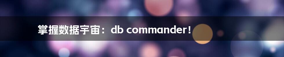 掌握数据宇宙：db commander！