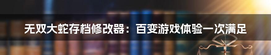 无双大蛇存档修改器：百变游戏体验一次满足