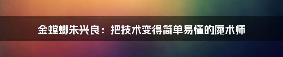 金螳螂朱兴良：把技术变得简单易懂的魔术师