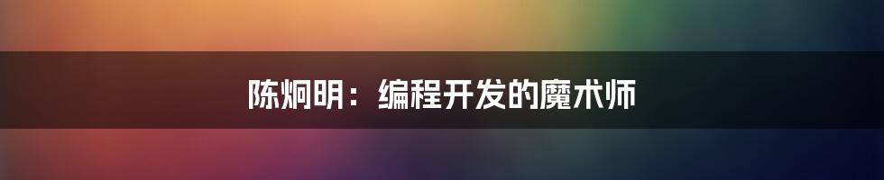 陈炯明：编程开发的魔术师