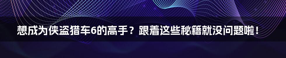 想成为侠盗猎车6的高手？跟着这些秘籍就没问题啦！