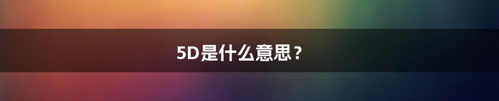 5D是什么意思？