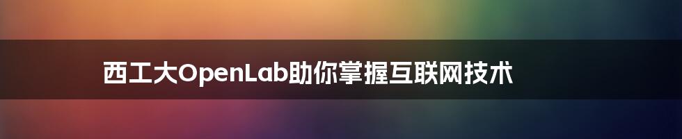 西工大OpenLab助你掌握互联网技术