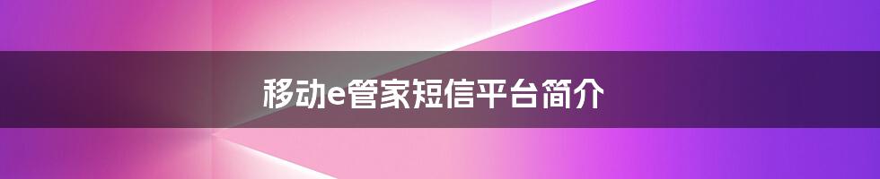 移动e管家短信平台简介