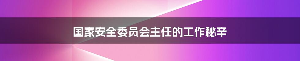 国家安全委员会主任的工作秘辛