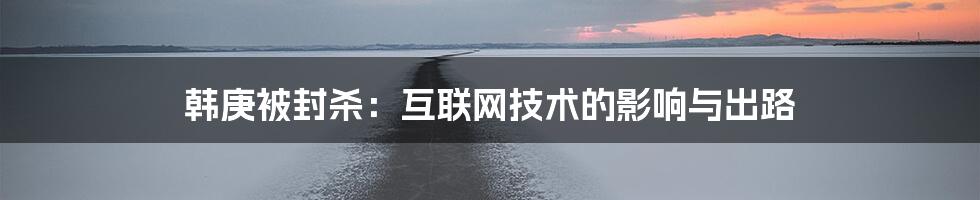 韩庚被封杀：互联网技术的影响与出路