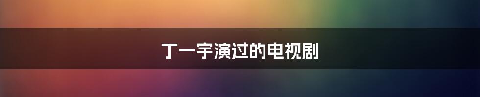 丁一宇演过的电视剧