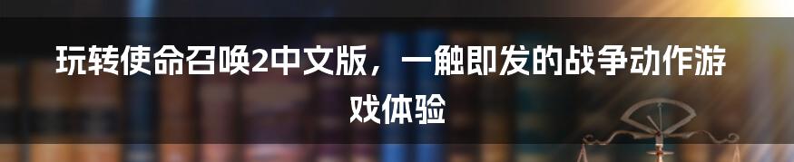 玩转使命召唤2中文版，一触即发的战争动作游戏体验