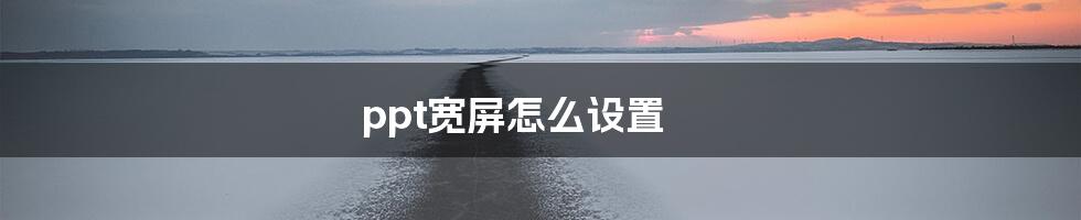 ppt宽屏怎么设置