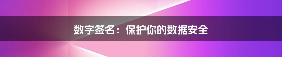 数字签名：保护你的数据安全