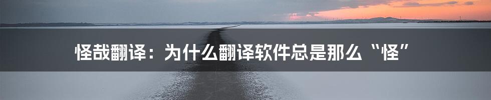 怪哉翻译：为什么翻译软件总是那么“怪”