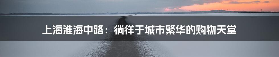 上海淮海中路：徜徉于城市繁华的购物天堂