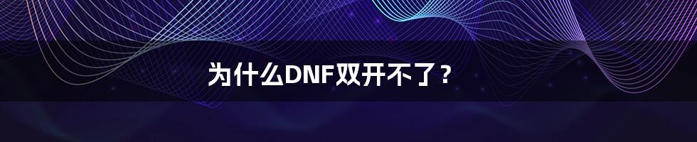 为什么DNF双开不了？