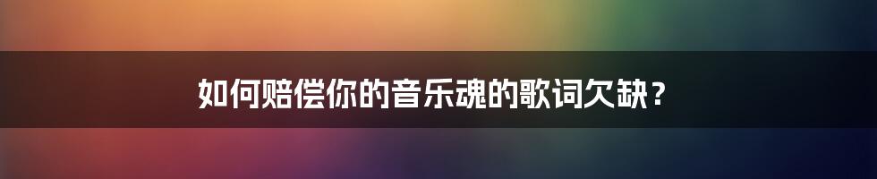 如何赔偿你的音乐魂的歌词欠缺？