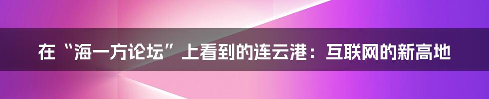 在“海一方论坛”上看到的连云港：互联网的新高地