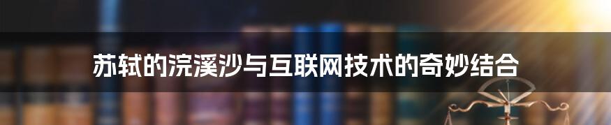 苏轼的浣溪沙与互联网技术的奇妙结合