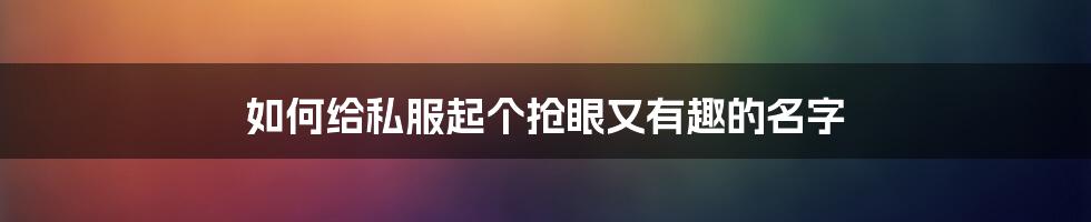 如何给私服起个抢眼又有趣的名字