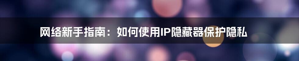 网络新手指南：如何使用IP隐藏器保护隐私