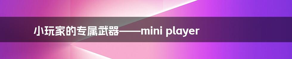 小玩家的专属武器——mini player