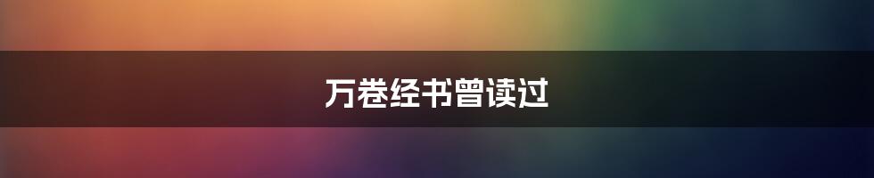 万卷经书曾读过