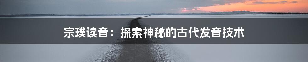 宗璞读音：探索神秘的古代发音技术