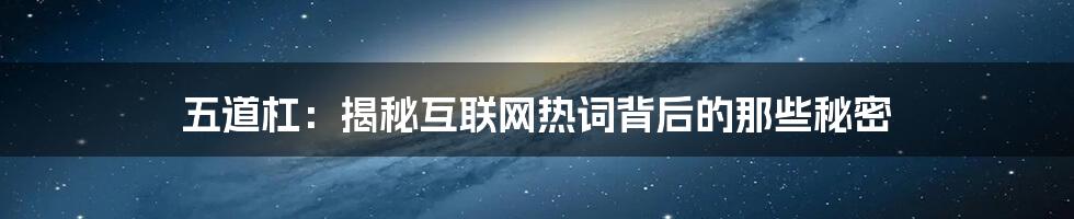 五道杠：揭秘互联网热词背后的那些秘密