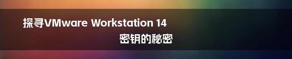 探寻VMware Workstation 14 密钥的秘密