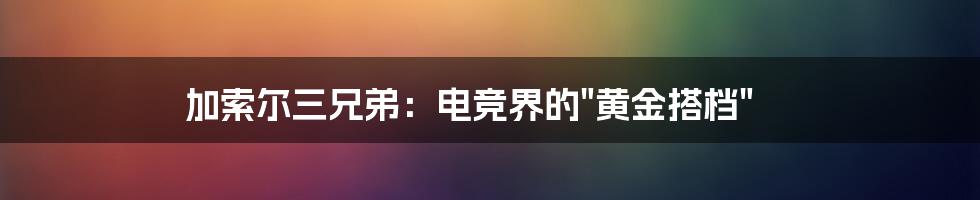 加索尔三兄弟：电竞界的"黄金搭档"