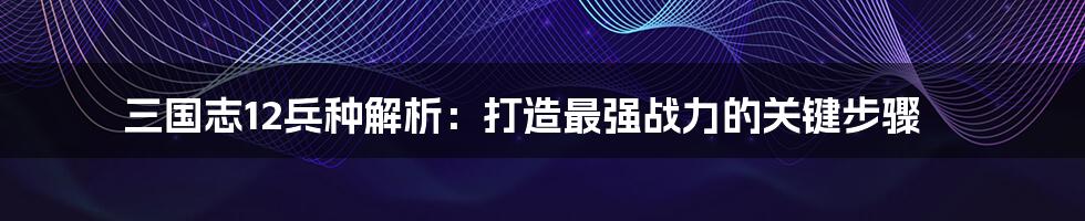 三国志12兵种解析：打造最强战力的关键步骤