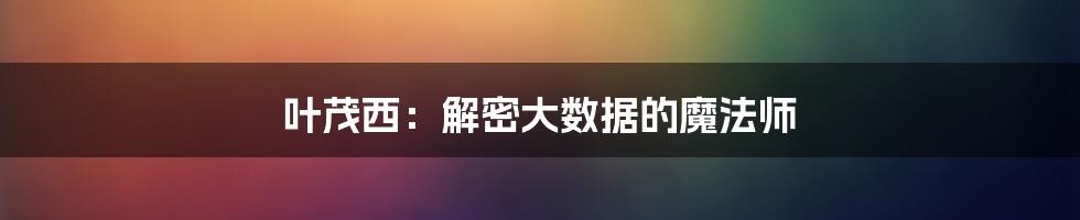 叶茂西：解密大数据的魔法师