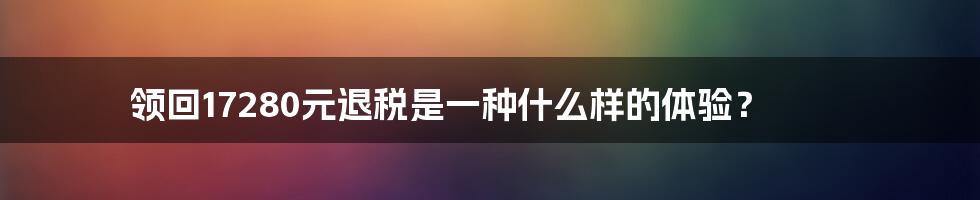 领回17280元退税是一种什么样的体验？