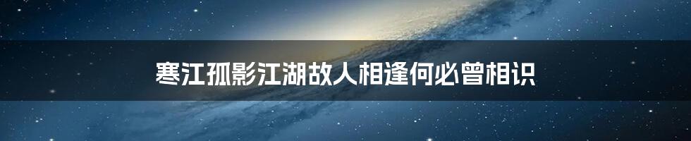 寒江孤影江湖故人相逢何必曾相识