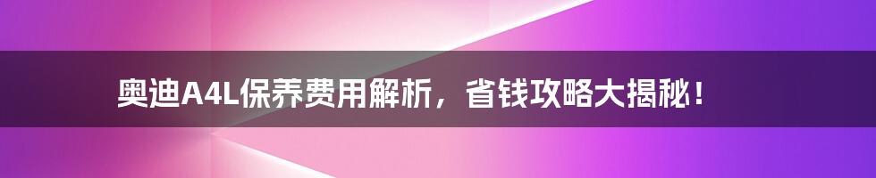 奥迪A4L保养费用解析，省钱攻略大揭秘！