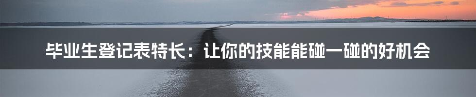 毕业生登记表特长：让你的技能能碰一碰的好机会