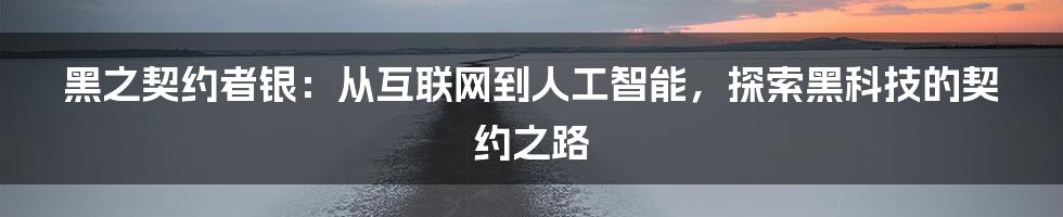 黑之契约者银：从互联网到人工智能，探索黑科技的契约之路