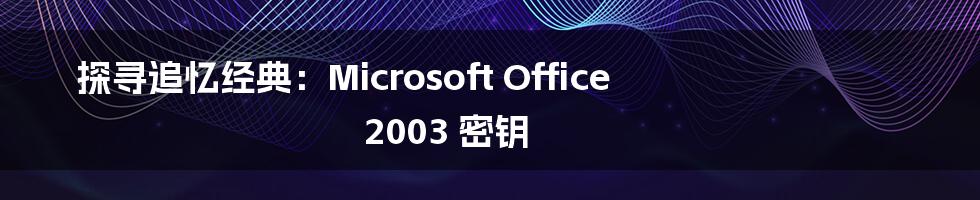 探寻追忆经典：Microsoft Office 2003 密钥