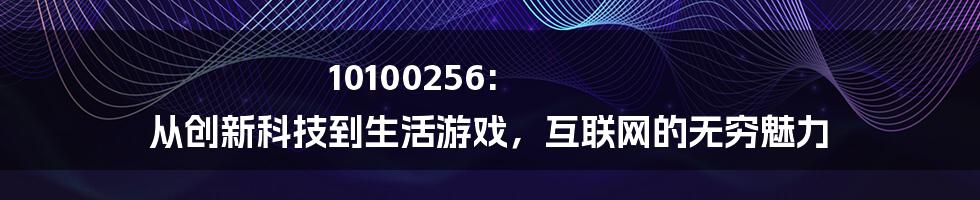 10100256: 从创新科技到生活游戏，互联网的无穷魅力