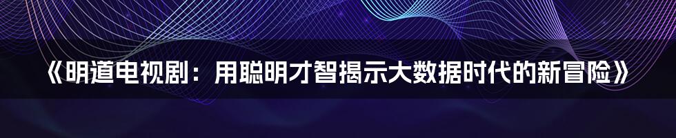 《明道电视剧：用聪明才智揭示大数据时代的新冒险》