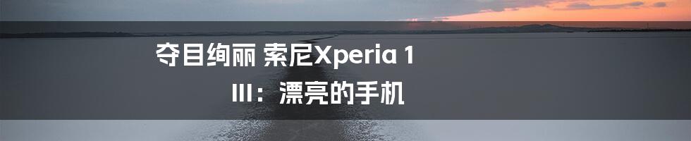 夺目绚丽 索尼Xperia 1 III：漂亮的手机