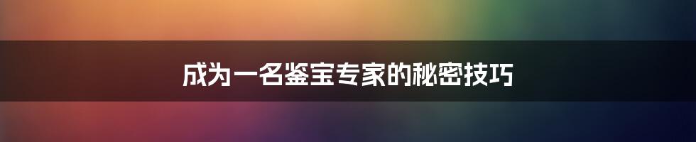 成为一名鉴宝专家的秘密技巧