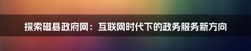 探索磁县政府网：互联网时代下的政务服务新方向