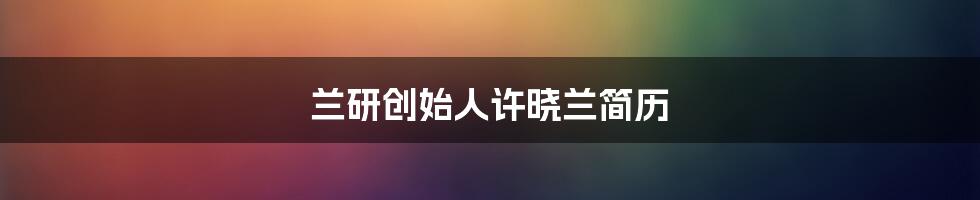 兰研创始人许晓兰简历