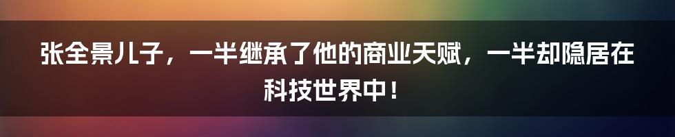 张全景儿子，一半继承了他的商业天赋，一半却隐居在科技世界中！