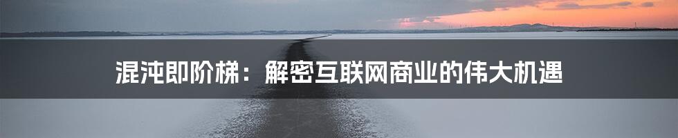 混沌即阶梯：解密互联网商业的伟大机遇